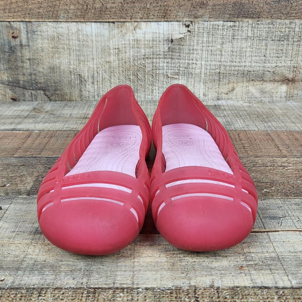 Crocs Adrina II Jelly Flat Women 5 Pink Slip On Sandal Cutout Design Waterproof - Picture 2 of 9